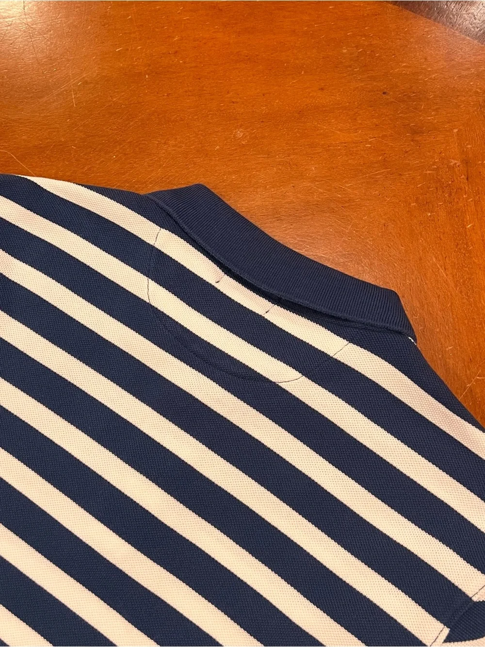 J.Crew Men’s Washed Pique Polo Shirt Blue/White Stripe Large Short-Sleeve Preppy